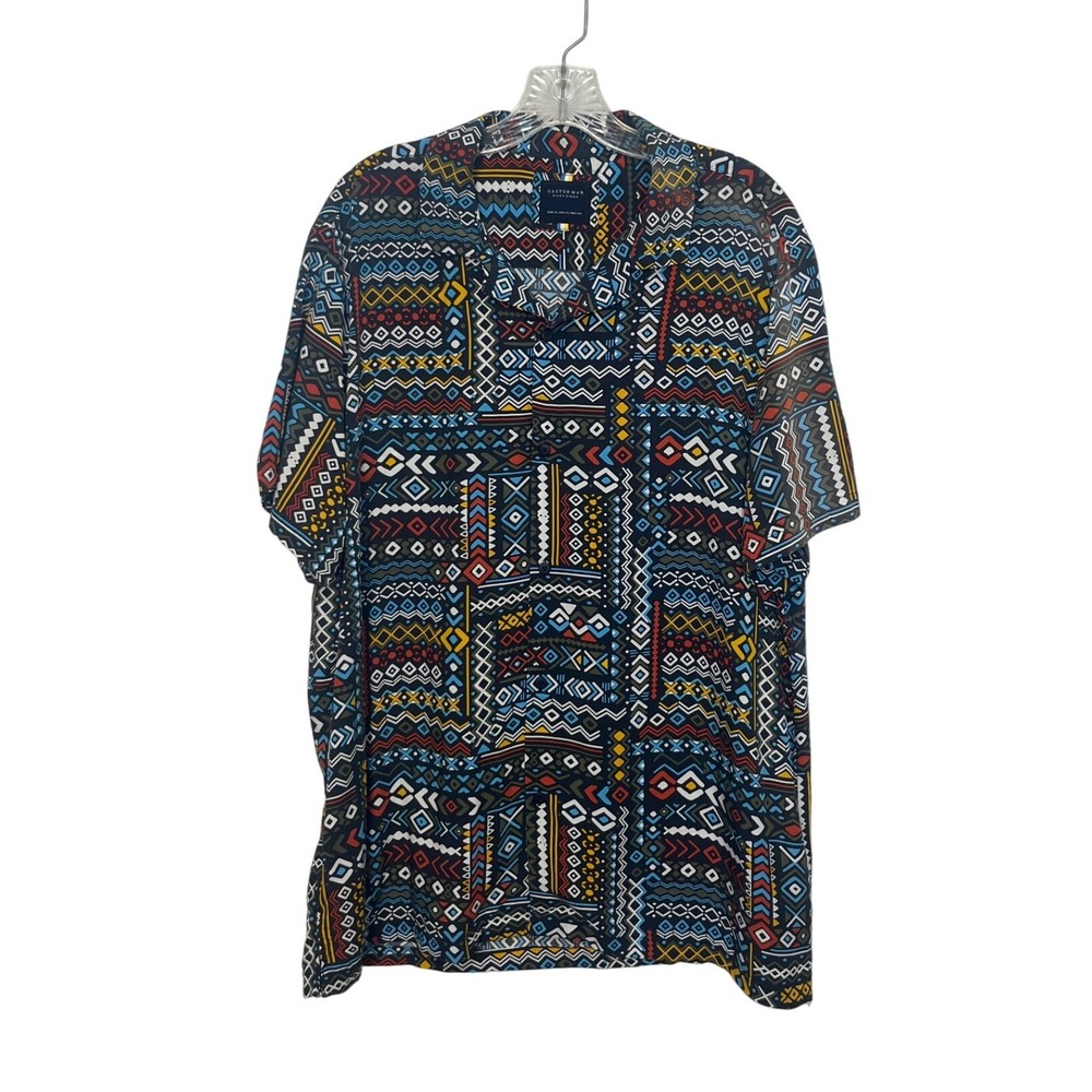 Cactus Man Ricky Singh Tribal Geometric Print Button Up Shirt Mens XL New